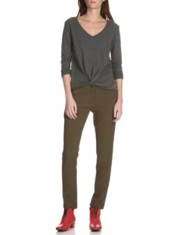 American Vintage JACKSONVILLE - Grey V-neck Cotton-blend T-shirt -Morganmai Store 1745926