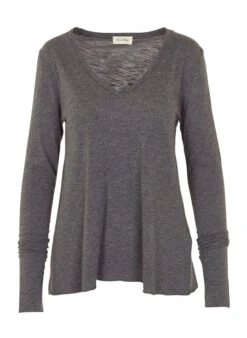 American Vintage JACKSONVILLE - Grey V-neck Cotton-blend T-shirt -Morganmai Store 1764528