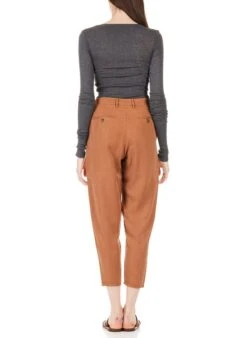 American Vintage MASSACHUSETTS - Grey Long-sleeved Round-neck Cotton T-shirt -Morganmai Store 1858588