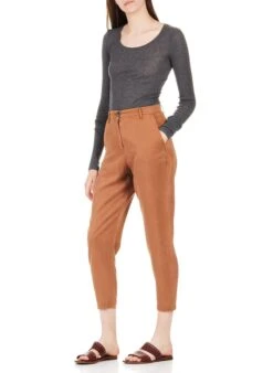 American Vintage MASSACHUSETTS - Grey Long-sleeved Round-neck Cotton T-shirt -Morganmai Store 1858589