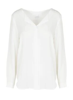 Vila White Crepe Henley Shirt -Morganmai Store 2071381