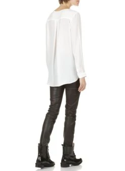 Vila White Crepe Henley Shirt -Morganmai Store 2072643