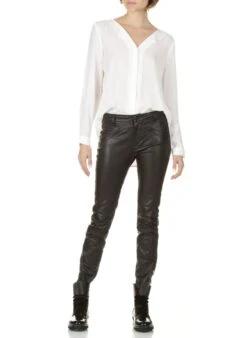 Vila White Crepe Henley Shirt -Morganmai Store 2072644