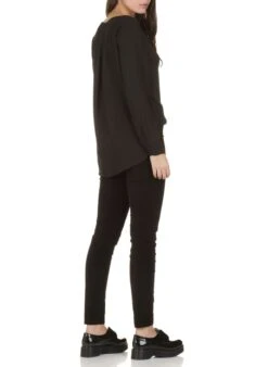 Vila Black Crepe Henley Shirt -Morganmai Store 2076074