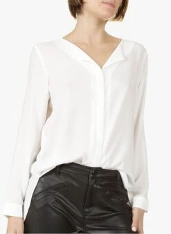 Vila White Crepe Henley Shirt