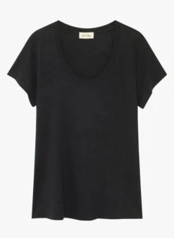 American Vintage JACKSONVILLE - Black Round-neck Cotton-blend T-shirt -Morganmai Store 2277703