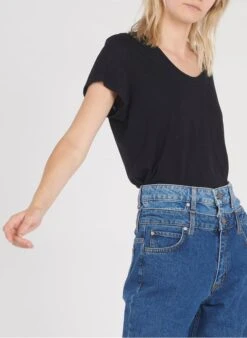 American Vintage JACKSONVILLE - Black Round-neck Cotton-blend T-shirt