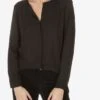 Vila Black Crepe Henley Shirt