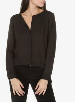 Vila Black Crepe Henley Shirt