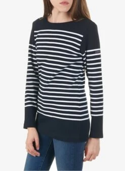 Armor-Lux Blue Jersey Breton Top With Boat Neck