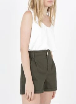 Ikks White Crepe U-neck Top