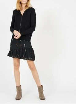 Ikks Black Gilet à Capuche Zippé En Cachemire -Morganmai Store 2779913