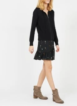 Ikks Black Gilet à Capuche Zippé En Cachemire -Morganmai Store 2779916