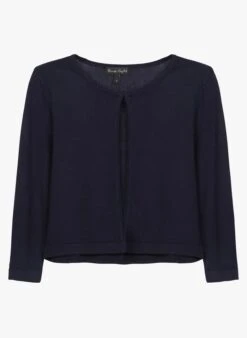 Blue Short Round-neck Cardigan