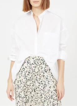 Bellerose GORKY - White Loose-fit Round-neck Cotton Shirt