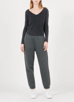 American Vintage SONOMA - Black V-neck Cotton T-shirt -Morganmai Store 2901023