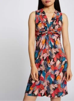 MORGAN Multicolored Short Printed V-neck Dress -Morganmai Store 2911123