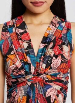 MORGAN Multicolored Short Printed V-neck Dress -Morganmai Store 2911124