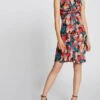 MORGAN Multicolored Short Printed V-neck Dress