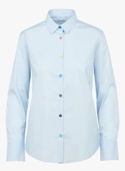 PAUL SMITH Blue Organic Cotton Shirt With Classic Collar -Morganmai Store 3138255