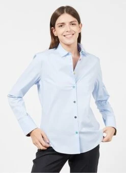 PAUL SMITH Blue Organic Cotton Shirt With Classic Collar