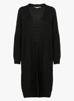 Black Long Wool-blend Open Cardigan -Morganmai Store 3146278