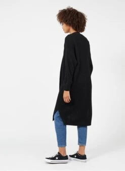 Black Long Wool-blend Open Cardigan -Morganmai Store 3171728