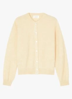 American Vintage ZABIDOO - Beige Round-neck Wool-blend Cardigan -Morganmai Store 3184272