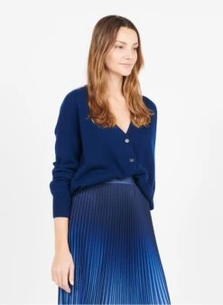 GERARD DAREL LIAM - Blue V-neck Cashmere Cardigan -Morganmai Store 3419938