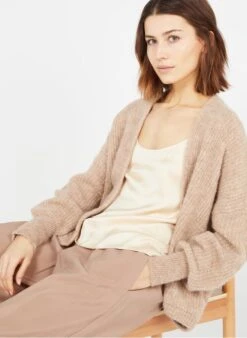 American Vintage EAST - Beige Open Wool And Alpaca-blend Cardigan -Morganmai Store 3420756