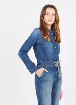 Please Denim Shirt With Classic Collar
