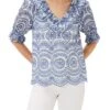 White V-neck Top With Broderie Anglaise