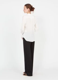 PCAPRICE - Beige Silk Shirt With Classic Collar -Morganmai Store 3635801