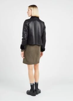 Ikks Khaki Knit Midi Dress With Low-cut V-neck -Morganmai Store 3703954