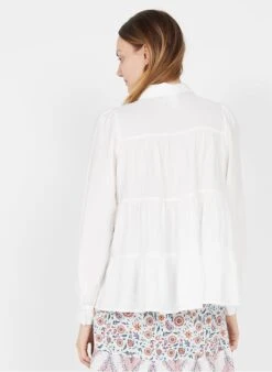 YAS White Gathered-effect Shirt -Morganmai Store 3730187