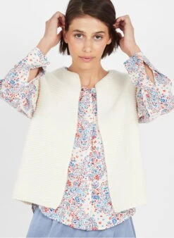 MAISON 123 BALDINI - White Sleeveless Wool-blend Cardigan