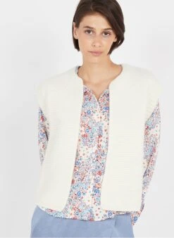 MAISON 123 BALDINI - White Sleeveless Wool-blend Cardigan -Morganmai Store 3781323