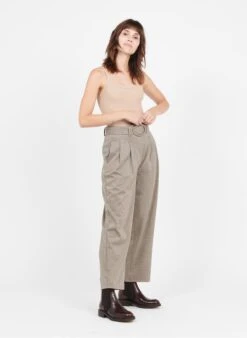 Please Beige Ribbed Tank Top -Morganmai Store 3805353