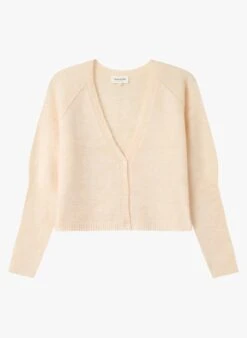 IDYLLIQUE - Beige Cropped V-neck Cardigan -Morganmai Store 3913268