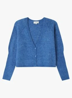 IDYLLIQUE - Blue Cropped V-neck Cardigan -Morganmai Store 3913269