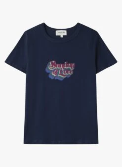 INOUK - Blue Screen-printed Round-neck T-shirt -Morganmai Store 3913350