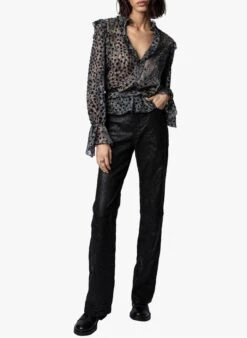 Zadig & Voltaire TUYA BURNOUT STARS - Black Printed Floaty Blouse -Morganmai Store 3915553