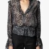 Zadig & Voltaire TUYA BURNOUT STARS - Black Printed Floaty Blouse