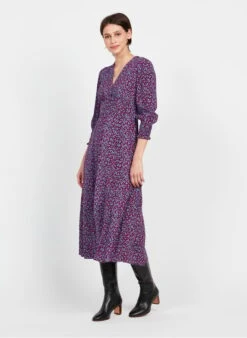 Whistles FLORAL GARDEN - Multicolored Long Floral Print V-neck Dress -Morganmai Store 3922204