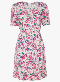 Petite Mendigote AURORA - Pink Floral Pattern Wrap Dress -Morganmai Store 3923065