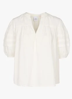 Petite Mendigote MONICA - White Cotton Henley Top -Morganmai Store 3923118