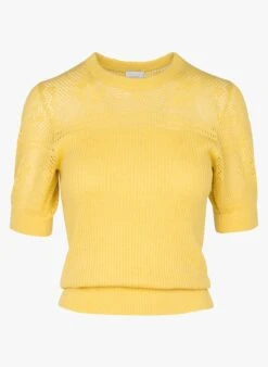 Petite Mendigote RITA - Yellow Round-neck Knit Top -Morganmai Store 3923154