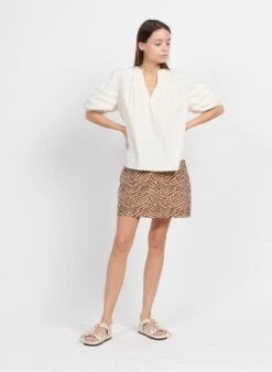 Petite Mendigote MONICA - White Cotton Henley Top -Morganmai Store 3924846