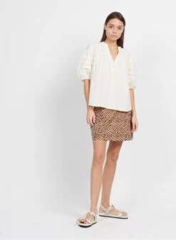 Petite Mendigote MONICA - White Cotton Henley Top -Morganmai Store 3924849