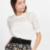 Petite Mendigote RITA - White Round-neck Knit Top